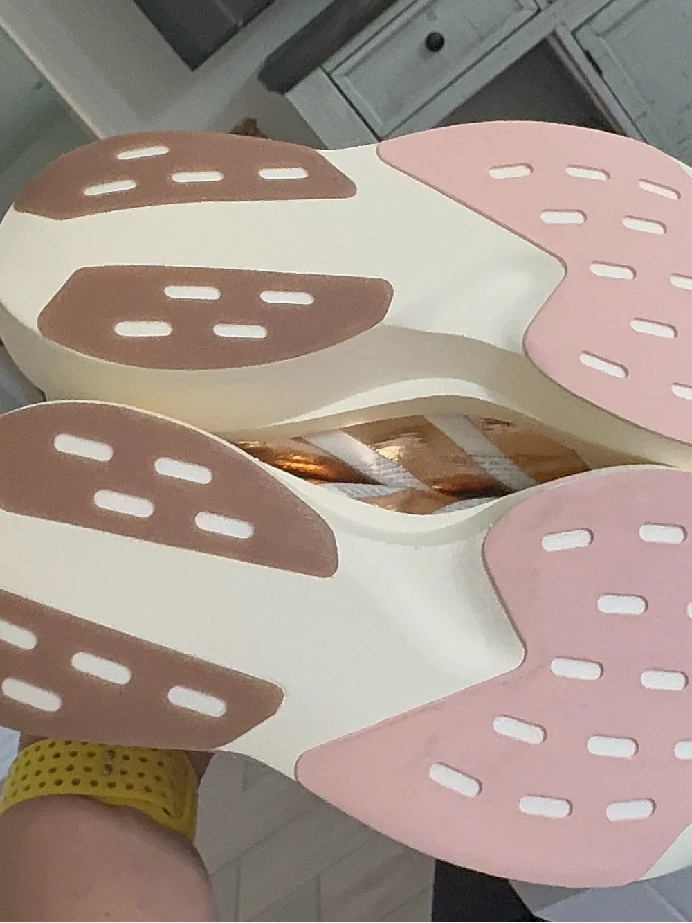 adidas Women’s Adizero Racing Shoe - White with Rose Gold Stripes